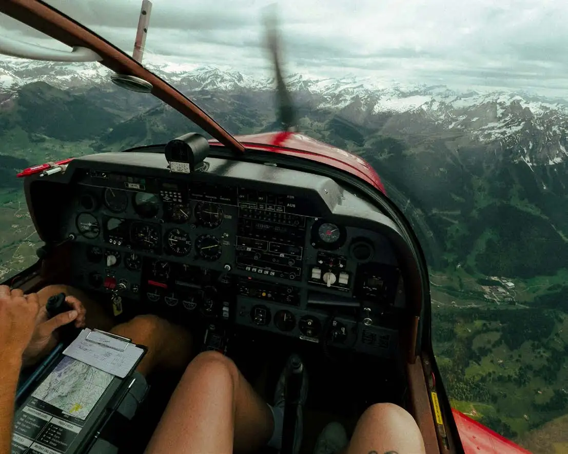 Instrument panel and view from the cockpit